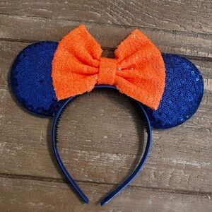 Sequin Blue and Orange Bow Headband